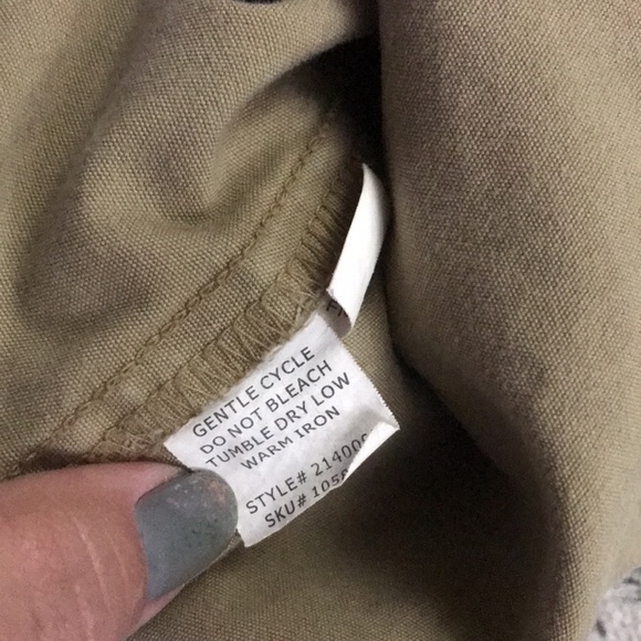 Khaki canvas button down shirt M elbow patches rustic hunter field stream - Picture 6 of 8